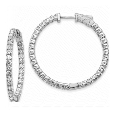 14K White Gold Diamond Inside-Out Hoop Earring Mounting
