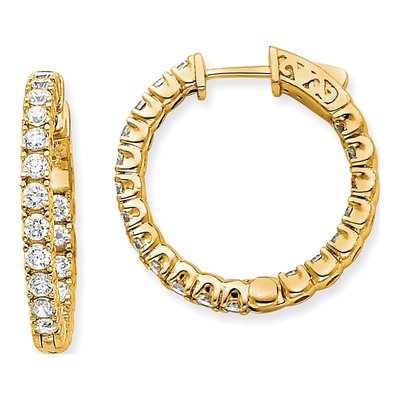 14K Yellow Gold 2.6 ct tw 25mm Diamond Inside-Out Hoop Earrings