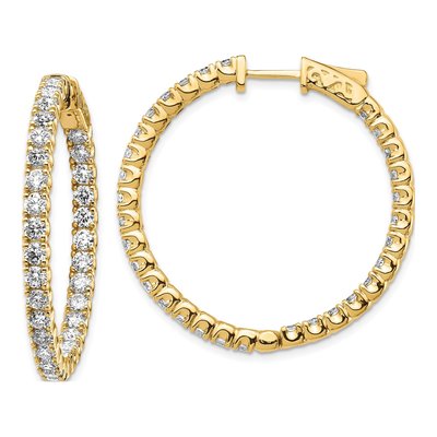 14K Yellow Gold 4.3 ct tw 34mm Diamond Inside-Out Hoop Earrings