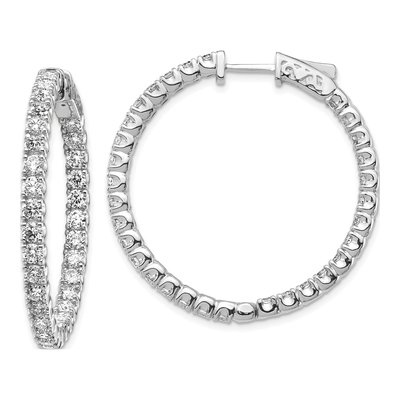 14K White Gold Diamond Inside-Out Hoop Earring Mounting