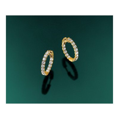 14K Yellow Gold 2.75 ct tw 25mm Diamond Inside-Out Hoop Earrings – view 8
