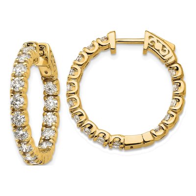 14K Yellow Gold 2.75 ct tw 25mm Diamond Inside-Out Hoop Earrings
