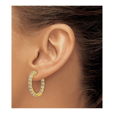 14K Yellow Gold 2 3/4 ct tw 25mm Diamond Inside-Out Safety Hoop Earrings – view 4