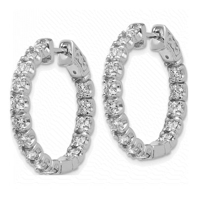 14K White Gold Diamond Inside-Out Hoop Earring Mounting – view 3