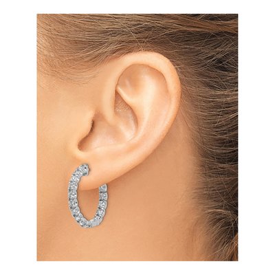 14K White Gold Diamond Inside-Out Hoop Earring Mounting – view 4