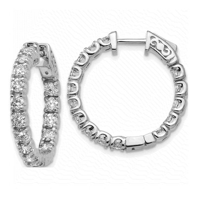 14K White Gold Diamond Inside-Out Hoop Earring Mounting