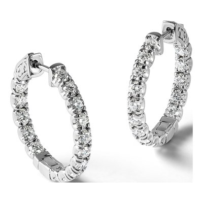 14K White Gold 2 3/4 ct tw 25mm Diamond Inside-Out Hoop Earrings – view 7