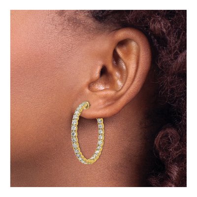 14K Yellow Gold 4 7/8 ct tw 25mm Lab-Grown Diamond Hoop Earrings – view 5