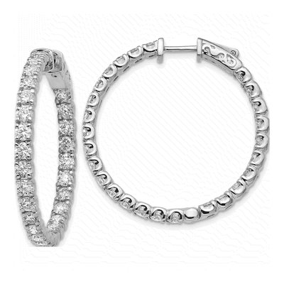 14K White Gold Diamond Hoop Earring Mounting