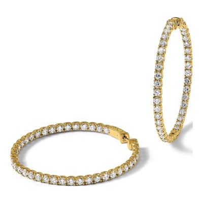 14K Yellow Gold 7 1/4 ct tw 49mm Lab-Grown Diamond Hoop Earrings – view 4