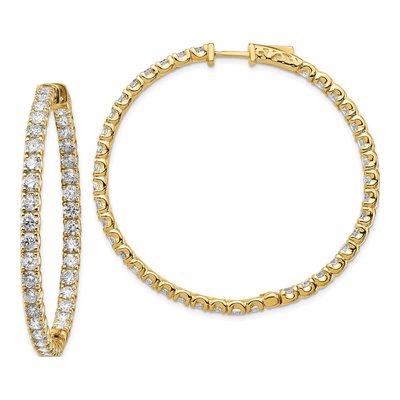 14K Yellow Gold 7 1/4 ct tw 49mm Lab-Grown Diamond Hoop Earrings