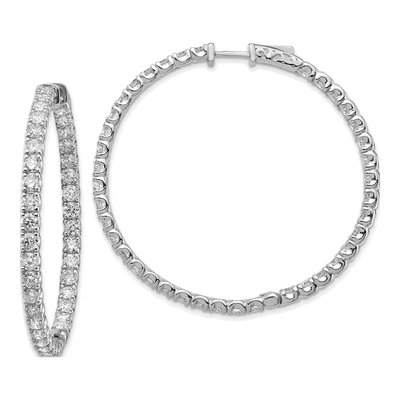 14K White Gold Diamond Inside-Out Hoop Earring Mounting