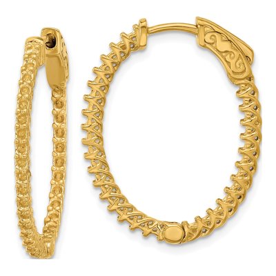 14K Yellow Gold Oval Inside-Out Hoop Earring Mounting