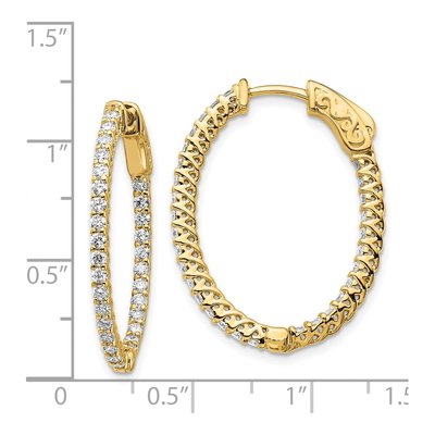 14K Yellow Gold 1.2 ct tw 29mm Diamond Inside-Out Hoop Earrings – view 2