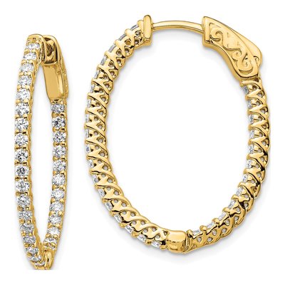14K Yellow Gold 1.2 ct tw 29mm Diamond Inside-Out Hoop Earrings