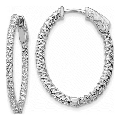 14K White Gold Diamond Inside-Out Hoop Earring Mounting