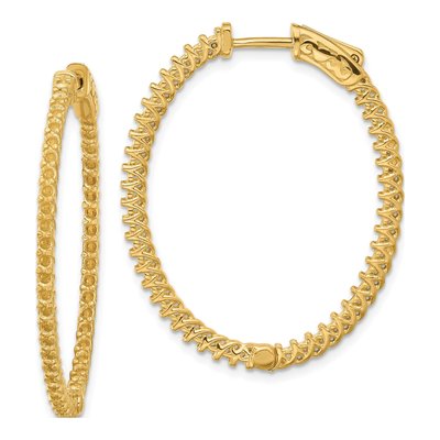 14K Yellow Gold Inside-Out Diamond Hoop Earring Mounting