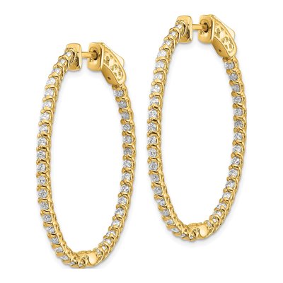 14K Yellow Gold Diamond In & Out Hoop Earrings – view 2