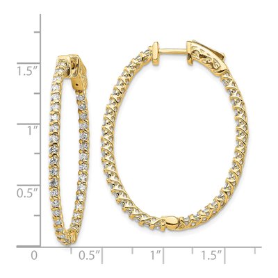 14K Yellow Gold Diamond In & Out Hoop Earrings – view 4