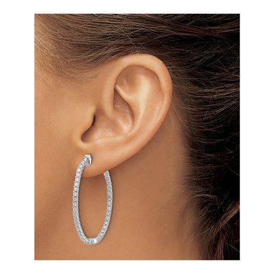 14K White Gold Diamond Inside-Out Hoop Earring Mounting – view 3