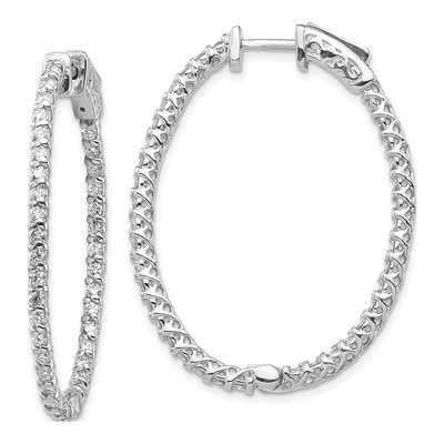 14K White Gold Diamond Inside-Out Hoop Earring Mounting