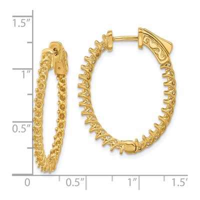 14K Yellow Gold Oval Inside-Out Diamond Hoop Earring Mounting – view 2
