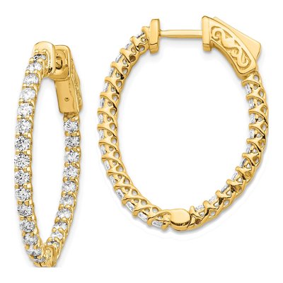 14K Yellow Gold 1.75 ct tw 31mm Diamond Inside-Out Hoop Earrings