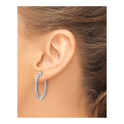 14K White Gold Oval Inside-Out Hoop Earring Mounting – view 3