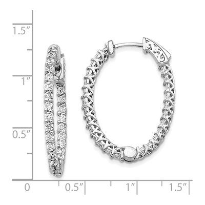 14K White Gold Oval Inside-Out Hoop Earring Mounting – view 4