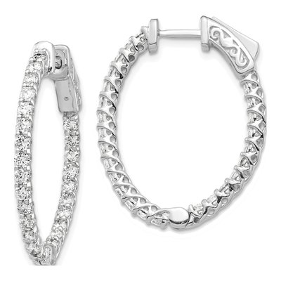 14K White Gold 1.75 ct tw 31mm Diamond Inside-Out Hoop Earrings