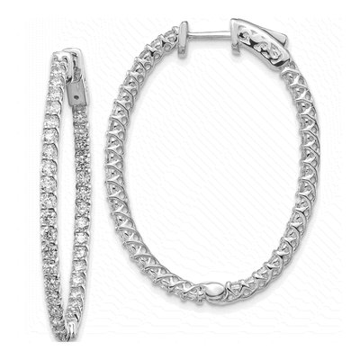 14K White Gold Diamond Inside-Out Hoop Earring Mounting