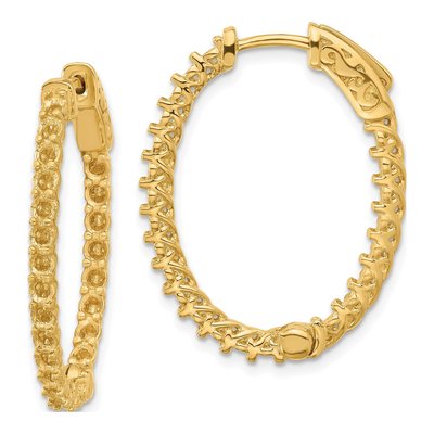 14K Yellow Gold Oval In & Out Hoop Earring Mountings