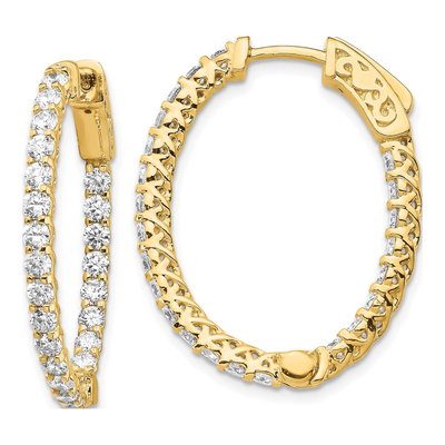 14K Yellow Gold 2.3 ct tw 30mm Diamond Inside-Out Hoop Earrings