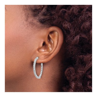 14K White Gold Oval Hoop Earring Mounting – view 3