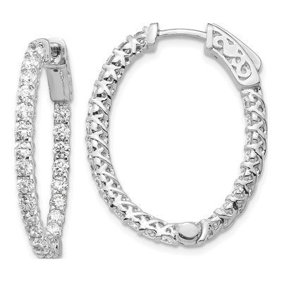 14K White Gold Oval Hoop Earring Mounting