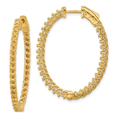 14K Yellow Gold Oval Inside-Out Hoop Earring Mounting