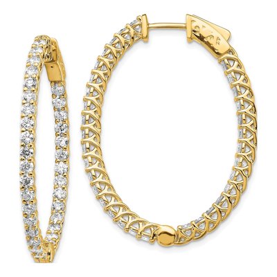 14K Yellow Gold 3.3 ct tw 42mm Diamond Inside-Out Hoop Earrings