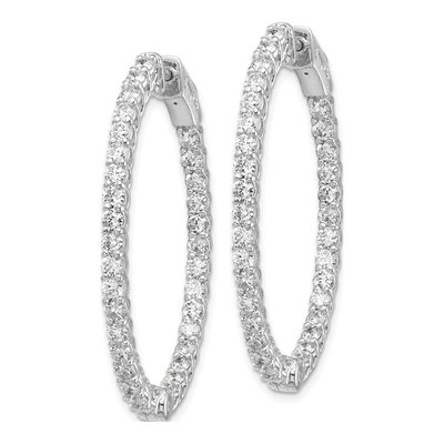 14K White Gold 3 1/3 ct tw 42mm Lab-Grown Diamond Hoop Earrings – view 3