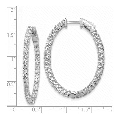 14K White Gold 3 1/3 ct tw 42mm Lab-Grown Diamond Hoop Earrings – view 5