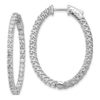 14K White Gold 3 1/3 ct tw 42mm Lab-Grown Diamond Hoop Earrings