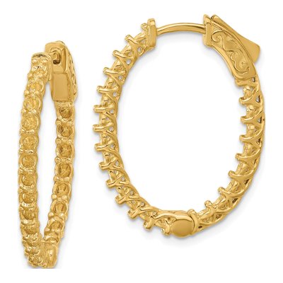 14K Yellow Gold Oval Inside-Out Hoop Earring Mounting