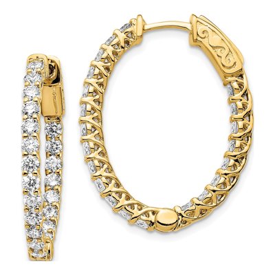 14K Yellow Gold 2.4 ct tw 30mm Diamond Inside-Out Hoop Earrings
