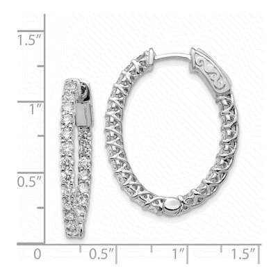 14K White Gold 2.73ct Diamond In/Out Hoop Earrings – view 2