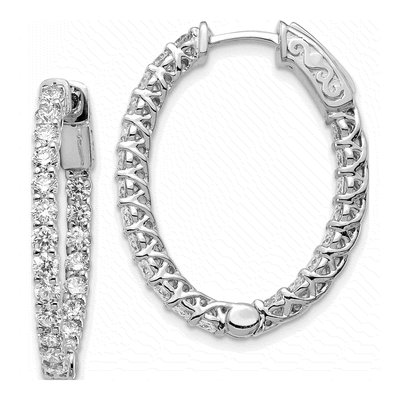 14K White Gold 2 1/2 ct tw 30mm Lab-Grown Diamond Hoop Earrings