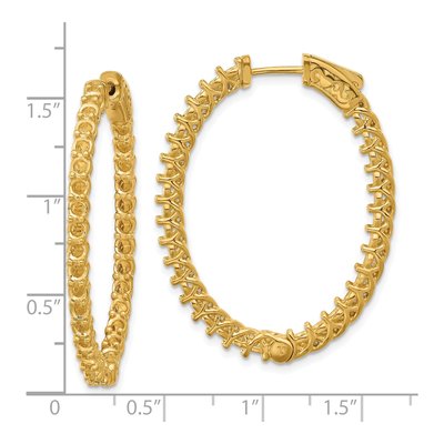14K Yellow Gold Oval In & Out Hoop Earring Mountings – view 2