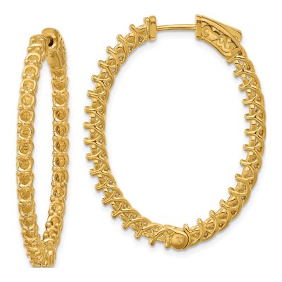 14K Yellow Gold Oval Inside-Out Hoop Earring Mounting