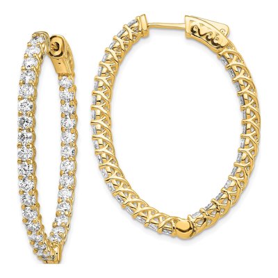 14K Yellow Gold 4.3 ct tw 40mm Diamond Inside-Out Hoop Earrings