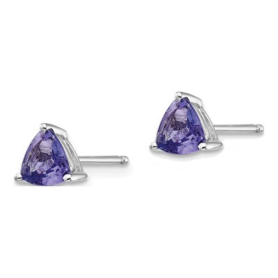 14K White Gold 5mm Tanzanite Trillion Stud Earrings – view 2