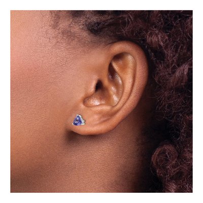14K White Gold 5mm Tanzanite Trillion Stud Earrings – view 3