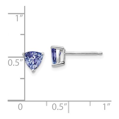 14K White Gold 5mm Tanzanite Trillion Stud Earrings – view 4